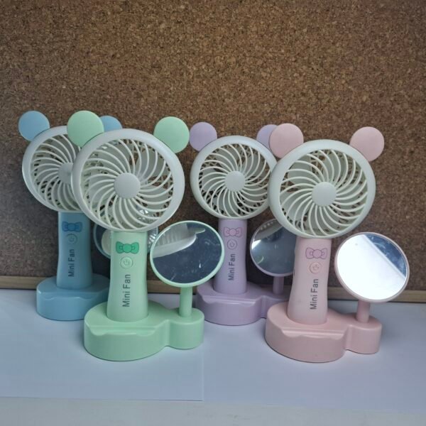 Ventilador Recargable con Espejo para Escritorio