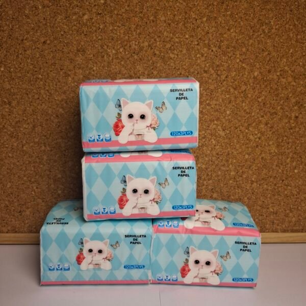 Pack de 10 Paquetes de Servilletas Desechables Tipo Papel Tissue + Servilletero - Imagen 4
