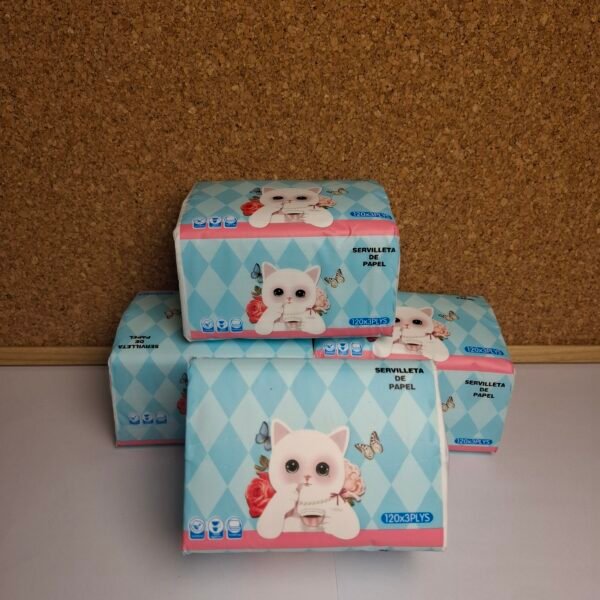 Pack de 10 Paquetes de Servilletas Desechables Tipo Papel Tissue + Servilletero - Imagen 5