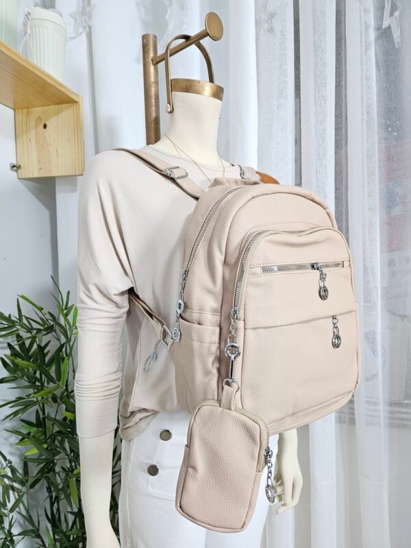 Mochila cuero Pu con monedero - Imagen 5