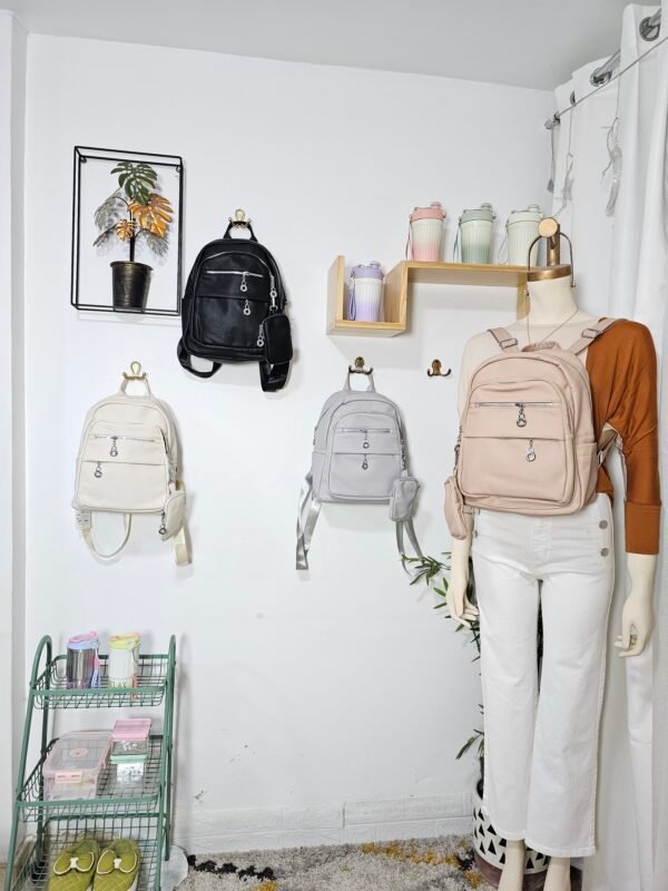 Mochila cuero Pu con monedero - Imagen 3